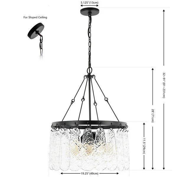 Safavieh Selene, 4 Light, 20 Inch, Black/Clear, Iron/Glass Chandelier - Black - Image 3
