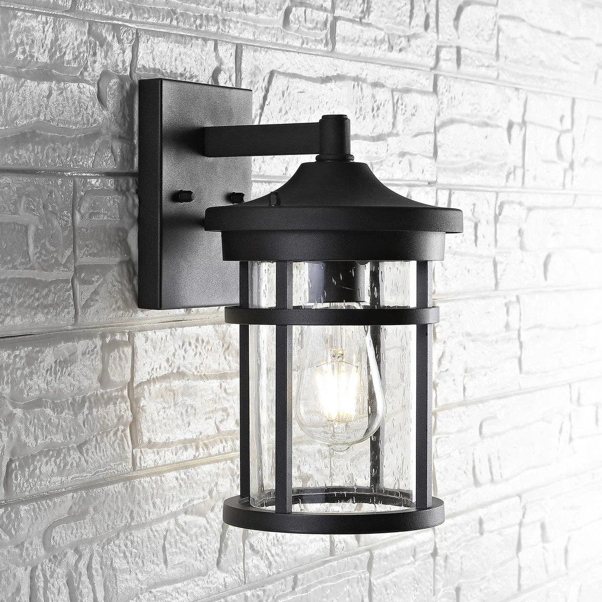 Safavieh Senta Outdoor Wall Lantern - Black - Image 3