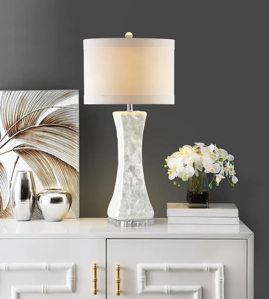 Safavieh Shelley 30-Inch H Concave Table Lamp Set Of 2 - White - Image 2