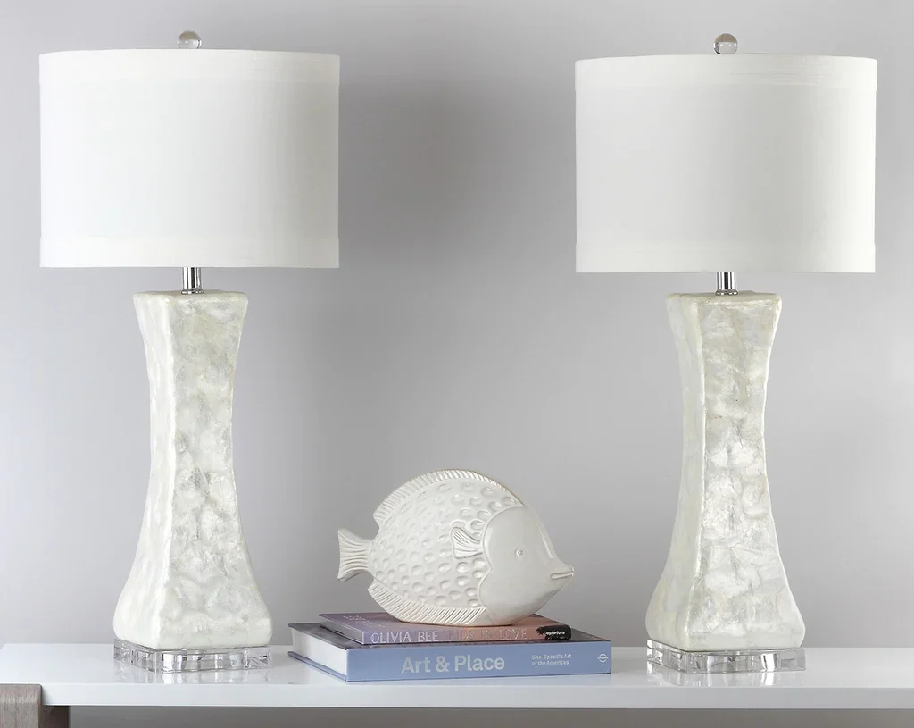 Safavieh Shelley 30-Inch H Concave Table Lamp Set Of 2 - White - Image 6