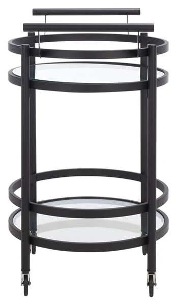 Safavieh Sienna 2 Tier Round Bar Cart - Matte Black - Image 3