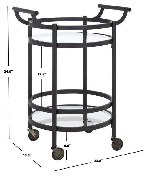 Safavieh Sienna 2 Tier Round Bar Cart - Matte Black - Image 4