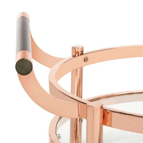 Safavieh Sienna 2 Tier Round Bar Cart - Rose Gold - Image 3