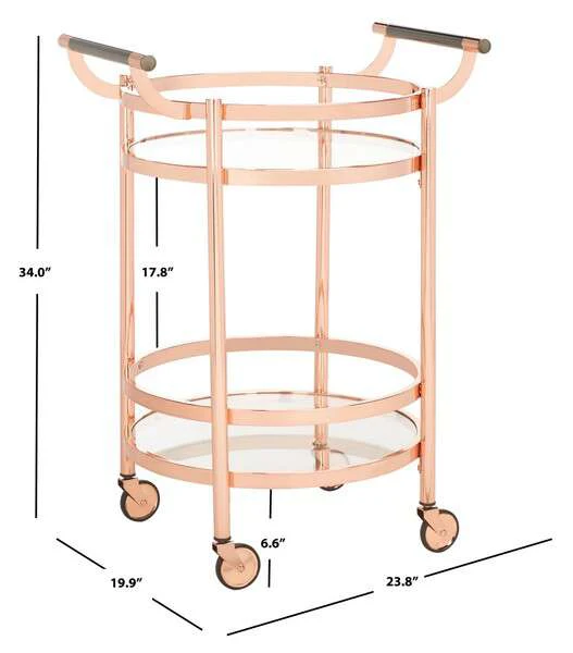Safavieh Sienna 2 Tier Round Bar Cart - Rose Gold - Image 4