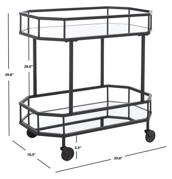 Safavieh Silva 2 Tier Octagon Bar Cart - Black - Image 3
