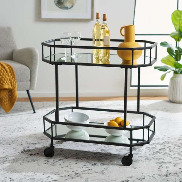 Safavieh Silva 2 Tier Octagon Bar Cart - Black - Image 4