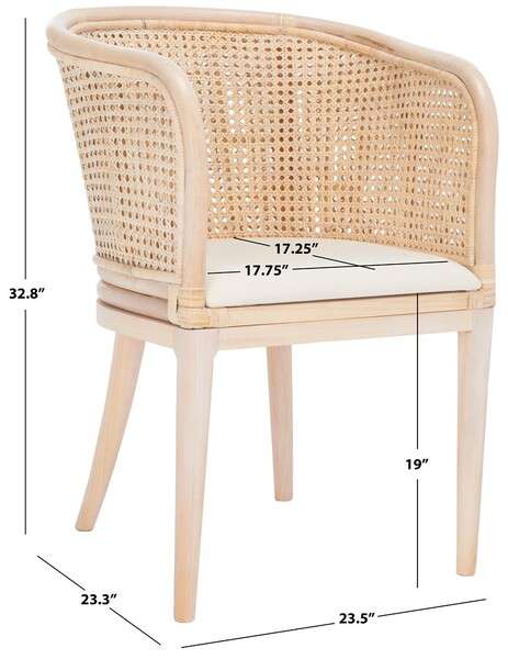 Safavieh Sistine Arm Chair W/ Cushion - Natural White Wash - Image 3