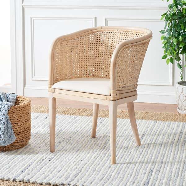 Safavieh Sistine Arm Chair W/ Cushion - Natural White Wash - Image 4