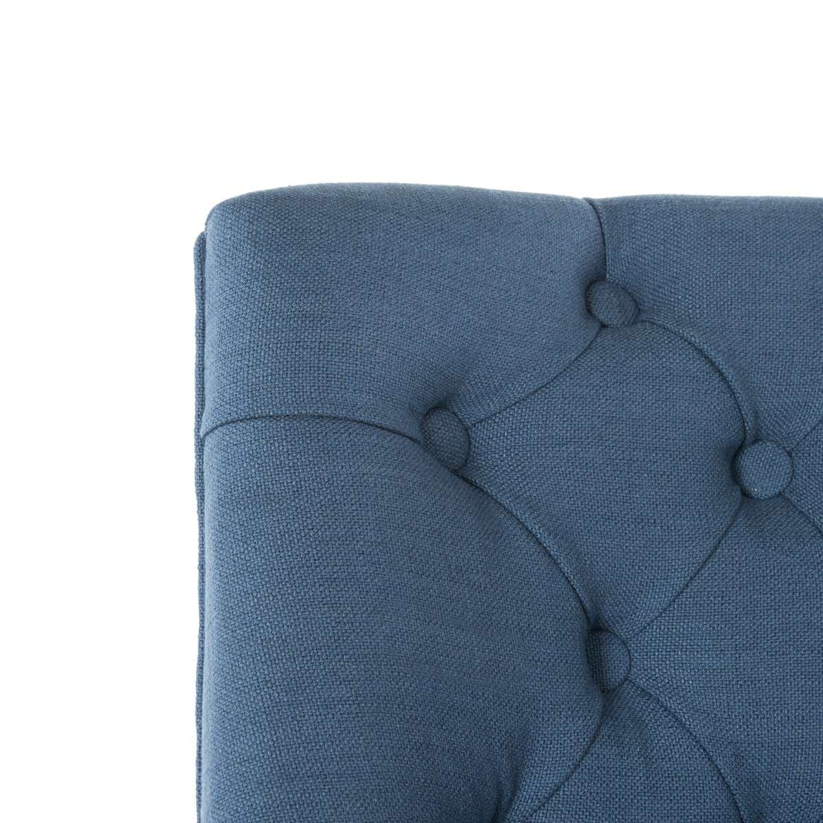 Safavieh Soho Tufted Linen Swivel Desk Chair - Navy - Image 3
