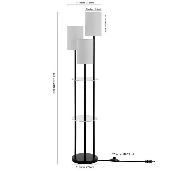 Safavieh Soren Glass And Iron Floor Lamp - Black - Image 3