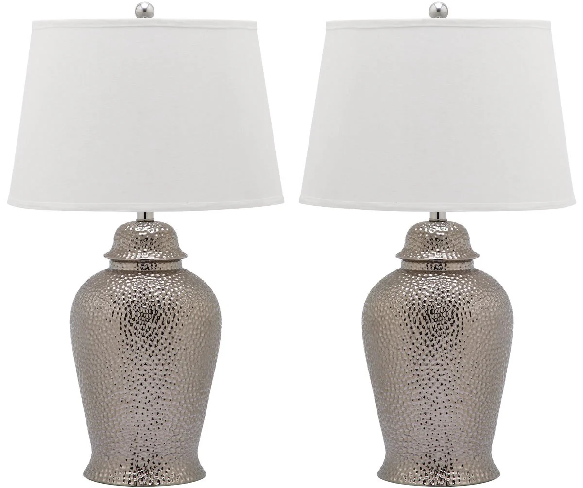 Safavieh Sterling 27.5-Inch H Ginger Jar Lamp Set Of 2 - Silver - Image 2