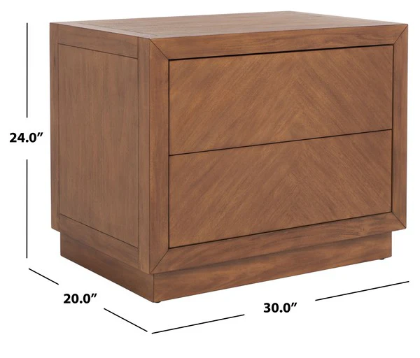Safavieh Steve 2 Drawer Wood Nightstand - Brown - Image 3