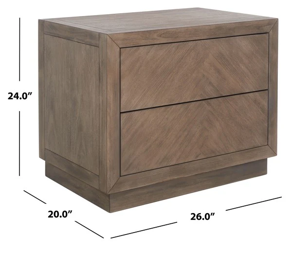 Safavieh Steve 2 Drawer Wood Nightstand - Light Brown - Image 3