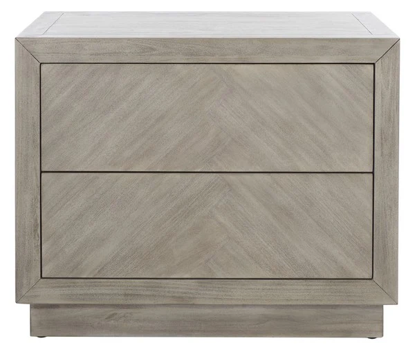 Safavieh Steve 2 Drawer Wood Nightstand - Light Gray - Image 2