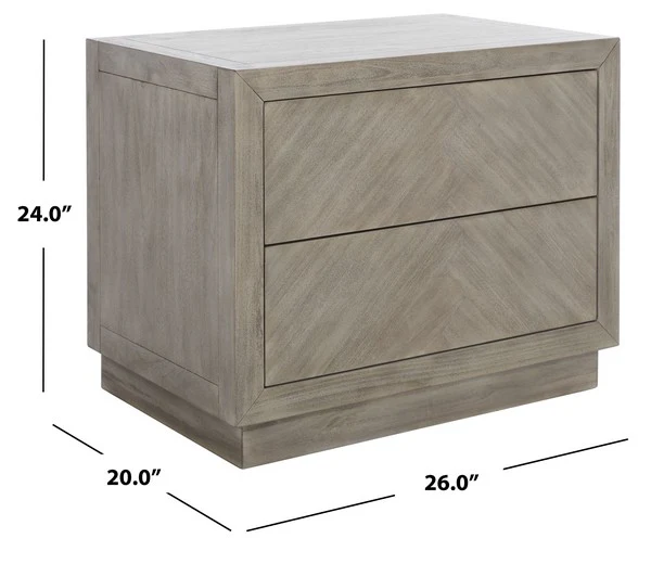 Safavieh Steve 2 Drawer Wood Nightstand - Light Gray - Image 3