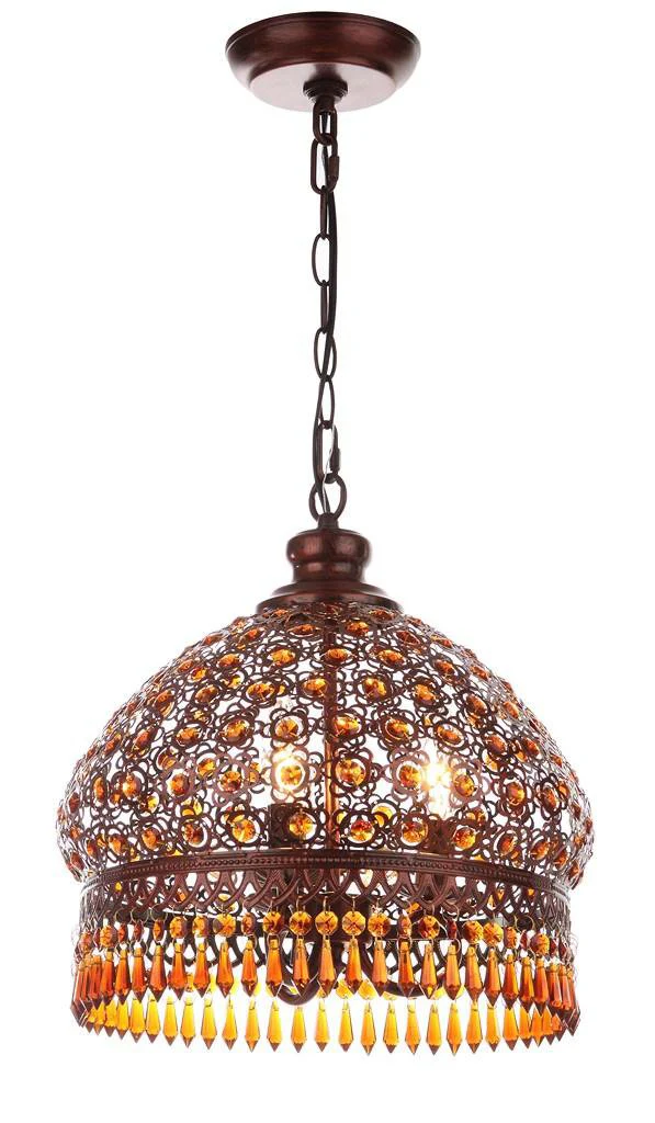 Safavieh Sultan Jeweled 3 Light Bronze 13.5-Inch Dia Pendant - Dark Bronze - Image 3