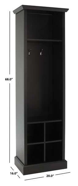 Safavieh Surrey 6 Shelf 2 Hook Bottom Storage Hall Tree - Black - Image 4