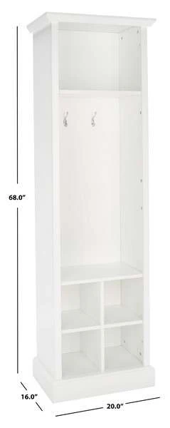 Safavieh Surrey 6 Shelf 2 Hook Bottom Storage Hall Tree - White - Image 4