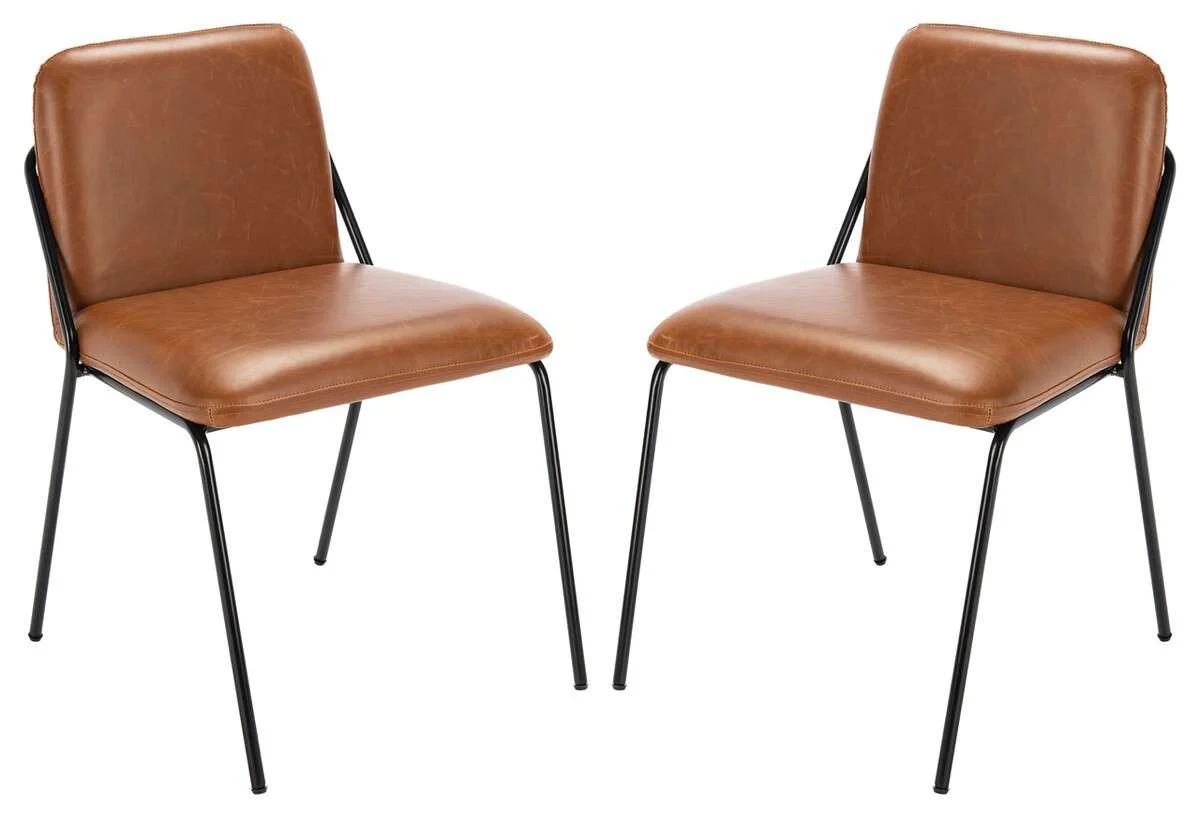 Safavieh Taddeo Side Chair Set Of 2 - Light Brown Pu - Image 2