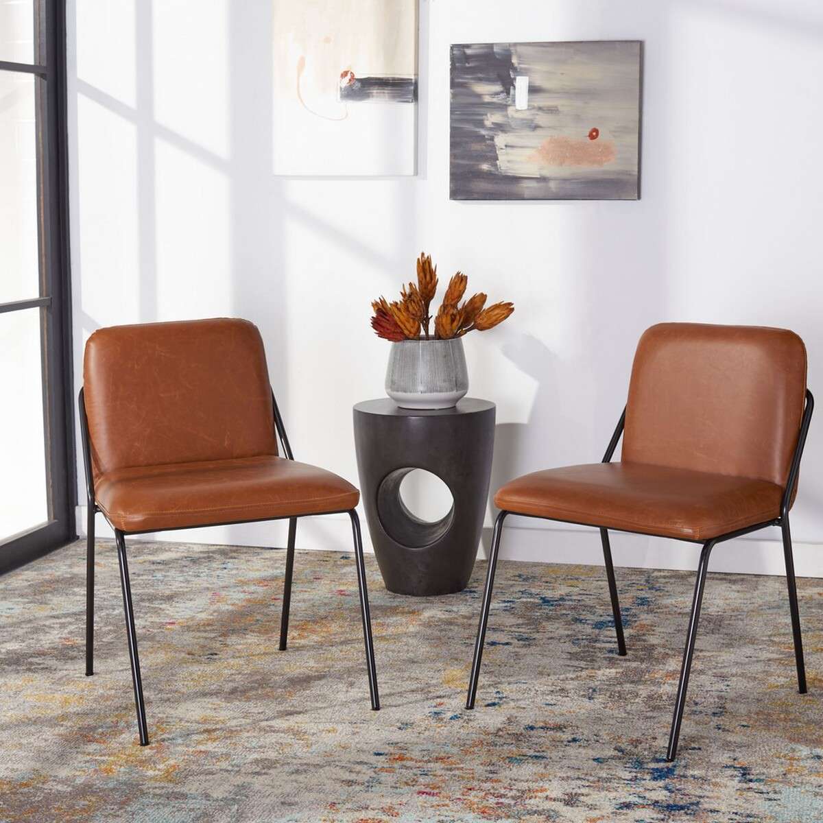 Safavieh Taddeo Side Chair Set Of 2 - Light Brown Pu - Image 4