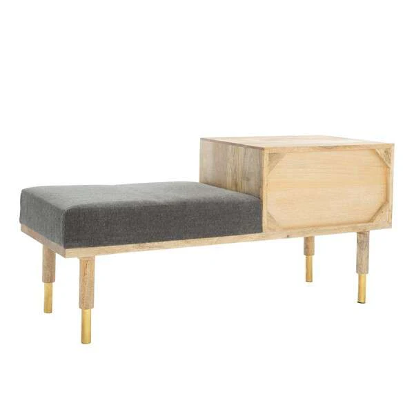 Safavieh Taft 2 Drawer Cushioned Seated Bench - Natural - Image 2