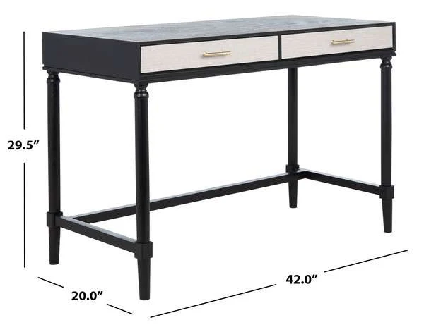 Safavieh Takita 2 Drawer 2 Tone Desk - Black With Natural Drawer Color - Image 3