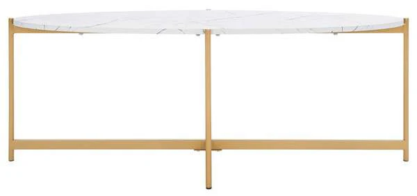 Safavieh Taliyah Oval Coffee Table - Faux White Marble - Image 2