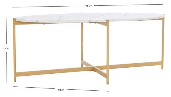 Safavieh Taliyah Oval Coffee Table - Faux White Marble - Image 4