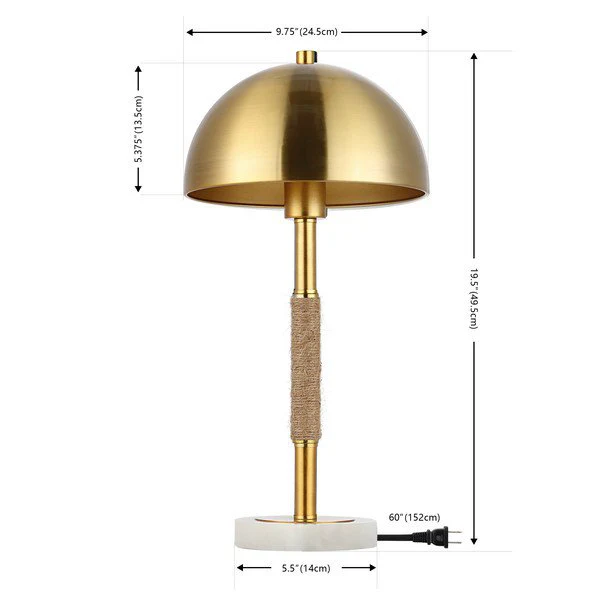 Safavieh Talon, 19.5 Inch, Brass/White, Iron/Rope/Marble Table Lamp - Brass - Image 3