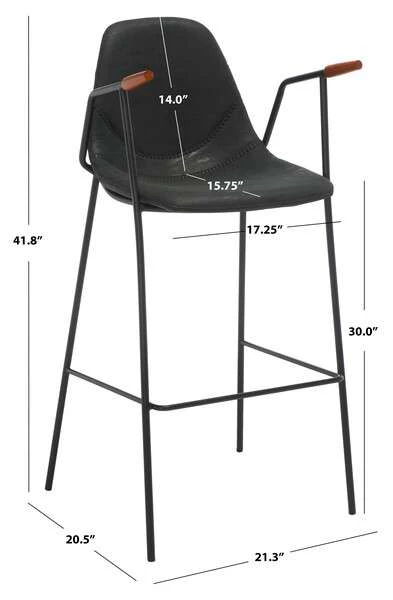 Safavieh Tanner Mid Century Barstool - Black Body - Image 3