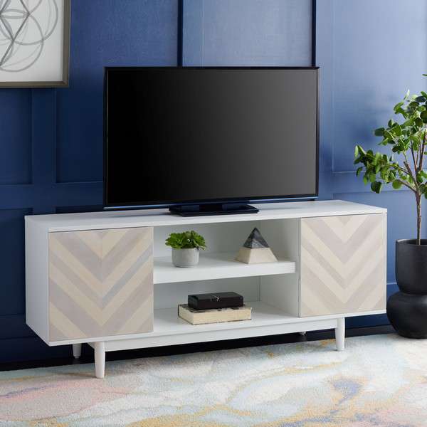 Safavieh Tay 3 Shelf Patterned Media Stand - White Washed - Image 4