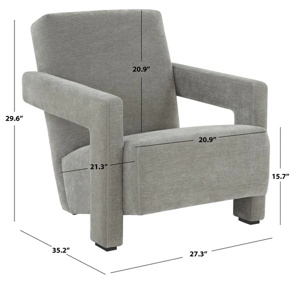Safavieh Taylor Modern Velvet Acc Chair - Gray - Image 3