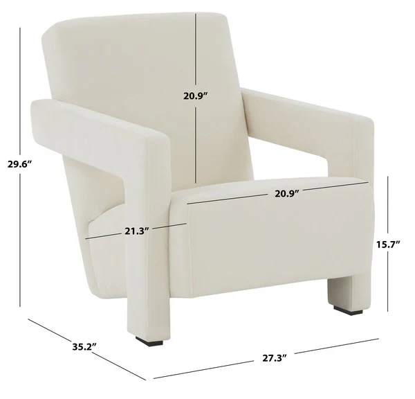 Safavieh Taylor Modern Velvet Acc Chair - Ivory - Image 3