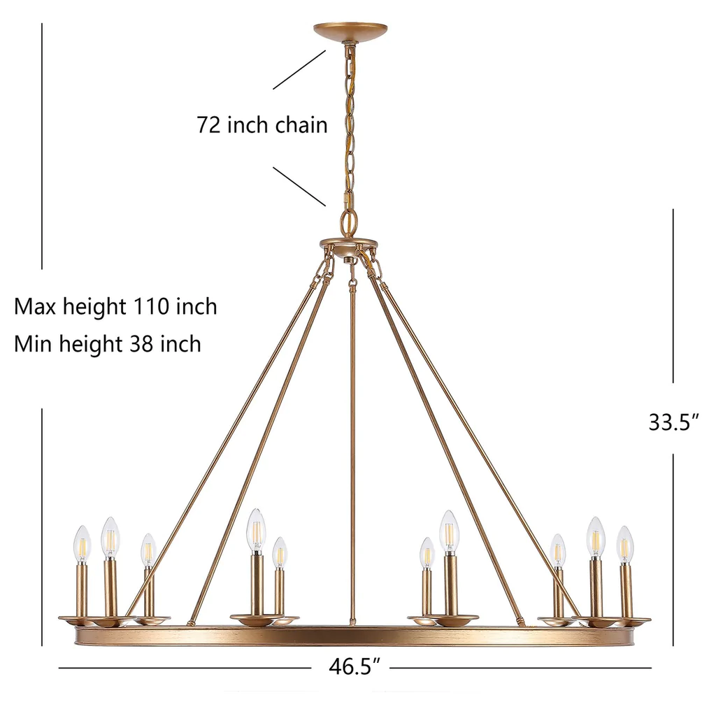 Safavieh Telta 10Lt Chandelier - Gold Painted - Image 3
