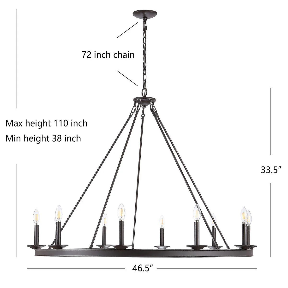 Safavieh Telta 10Lt Chandelier - Oil Rubbed Bronze (Black) - Image 2