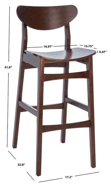 Safavieh Thaxton Bar Stool Set Of 2 - Walnut - Image 4