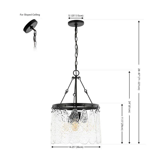 Safavieh Thryssa, 3 Light, 15 Inch, Black/Clear, Iron/Glass Chandelier - Black - Image 3