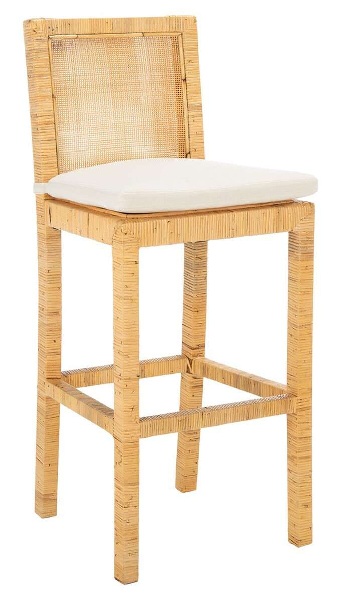 Safavieh Tojo Cane Bar Stool W/ Cushion - Natural - Image 2