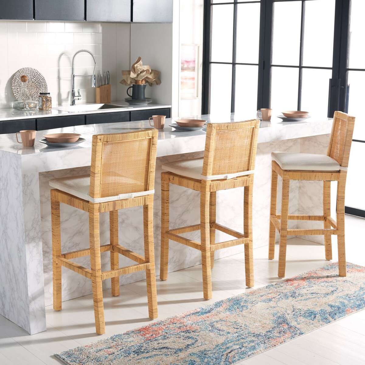 Safavieh Tojo Cane Bar Stool W/ Cushion - Natural - Image 4