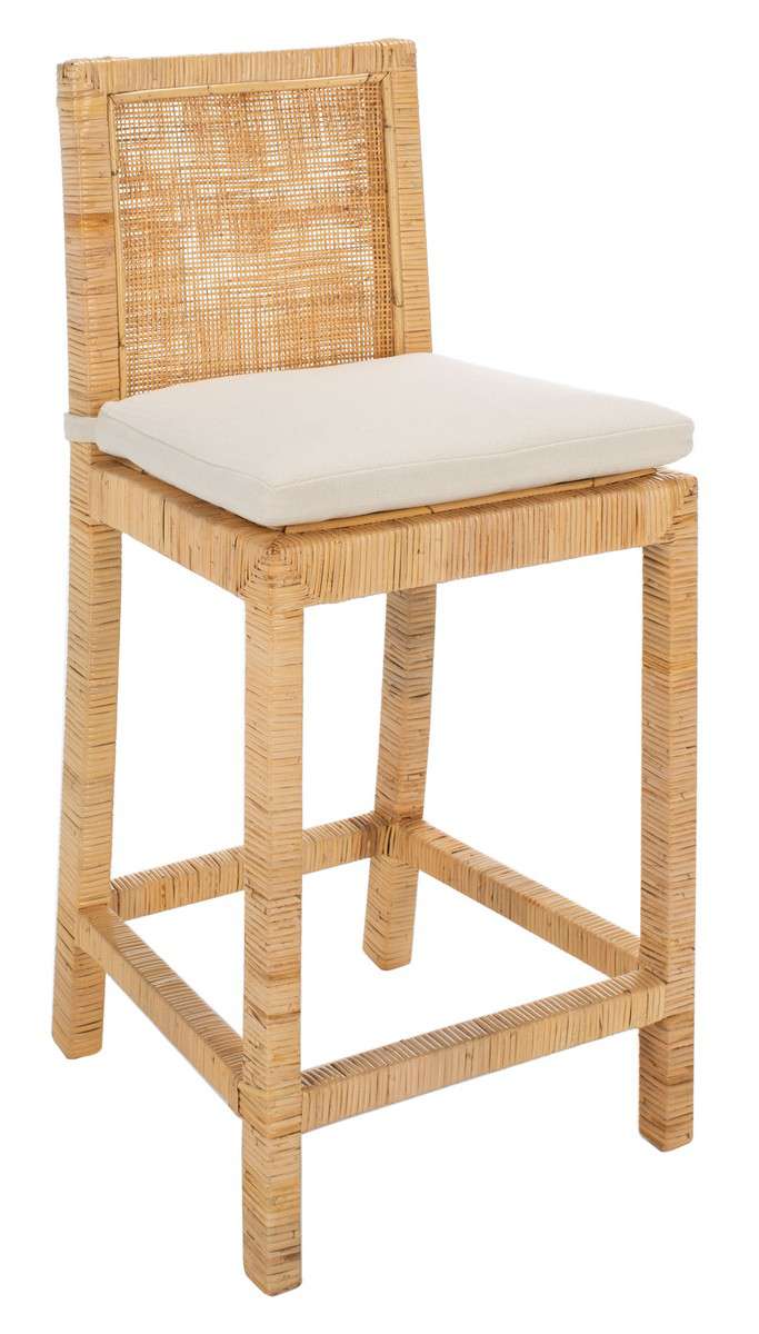 Safavieh Tojo Cane Counter Stool W/ Cushion - Natural - Image 2