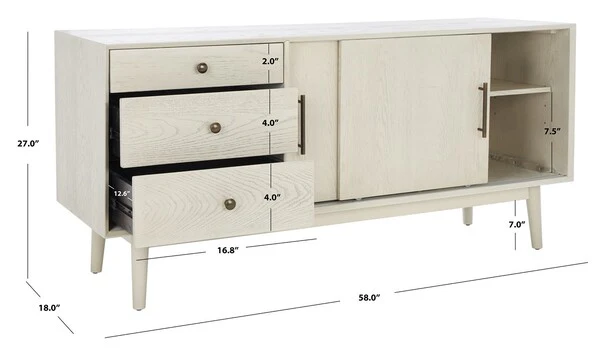Safavieh Tomas Mid-Century Media Stand - White Washed - Image 3