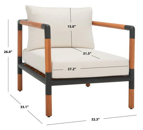 Safavieh Tommy Metal & Wood Patio Chair - Black - Image 4