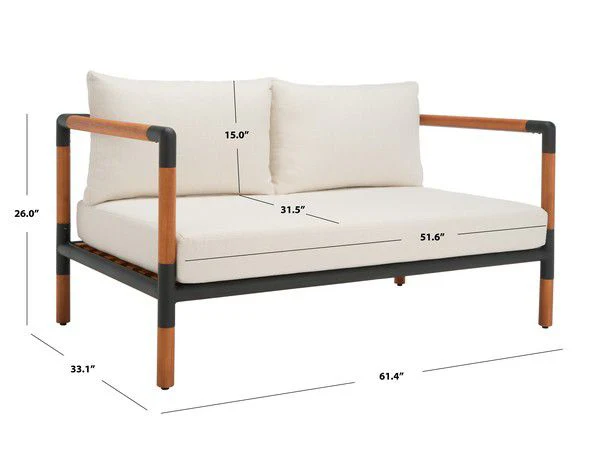 Safavieh Tommy Metal & Wood Patio Sofa - Black - Image 4