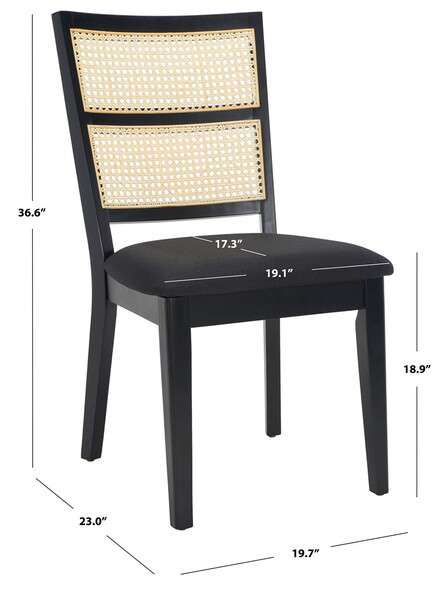 Safavieh Toril Dining Chair Set Of 2 - Black With Black Fabric Seat - Image 4