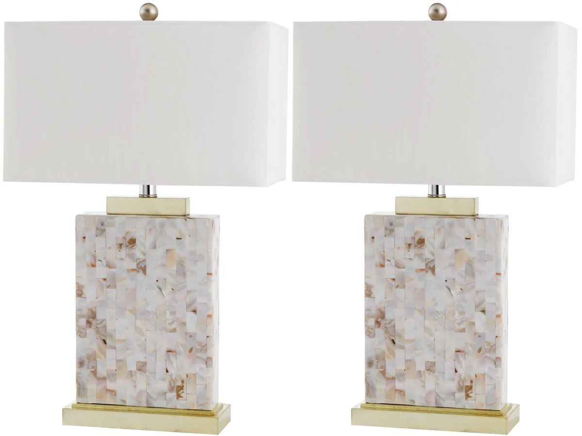 Safavieh Tory 24.5-Inch H Shell Table Lamp Set Of 2 - Cream - Image 2