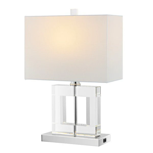 Safavieh Town Square, 21 Inch, Clear/White, Crystal/Iron Table Lamp W/ Usb Port? - Clear - Image 2