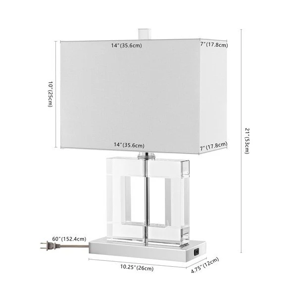 Safavieh Town Square, 21 Inch, Clear/White, Crystal/Iron Table Lamp W/ Usb Port? - Clear - Image 3