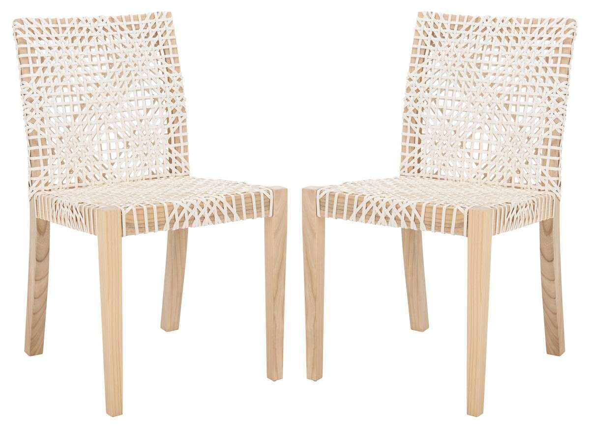 Safavieh Tyria Leather Dining Chair Set Of 2 - White - Image 2