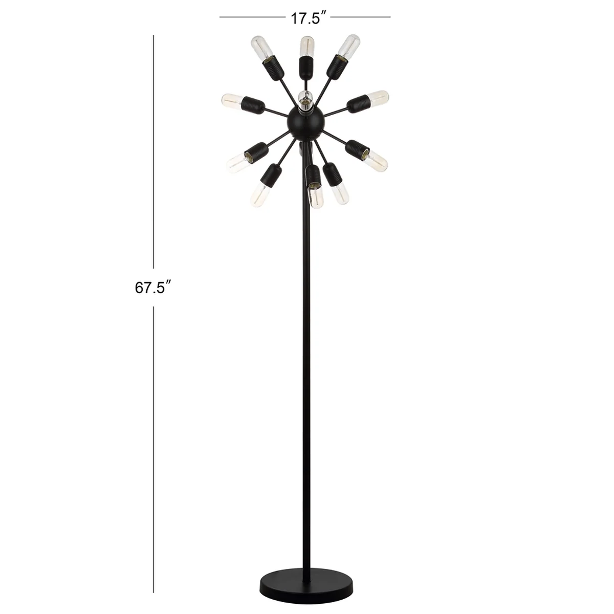 Safavieh Urban 12 Light 67.5-Inch H Retro Floor Lamp - Black - Image 2