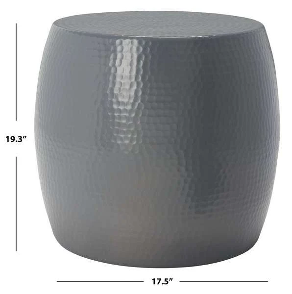 Safavieh Vanadium Round Hammered Stool - Dark Gray - Image 4